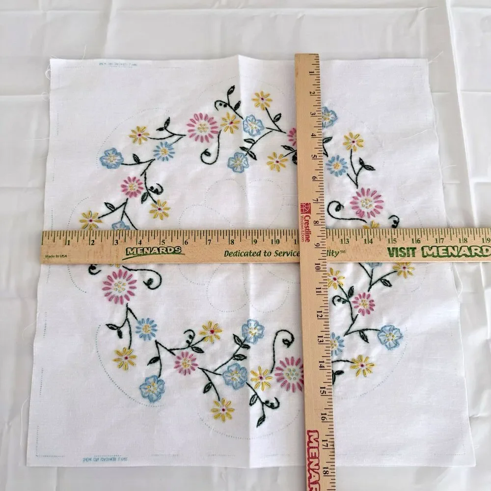 Hand Embroidered Quilt Squares 17.5